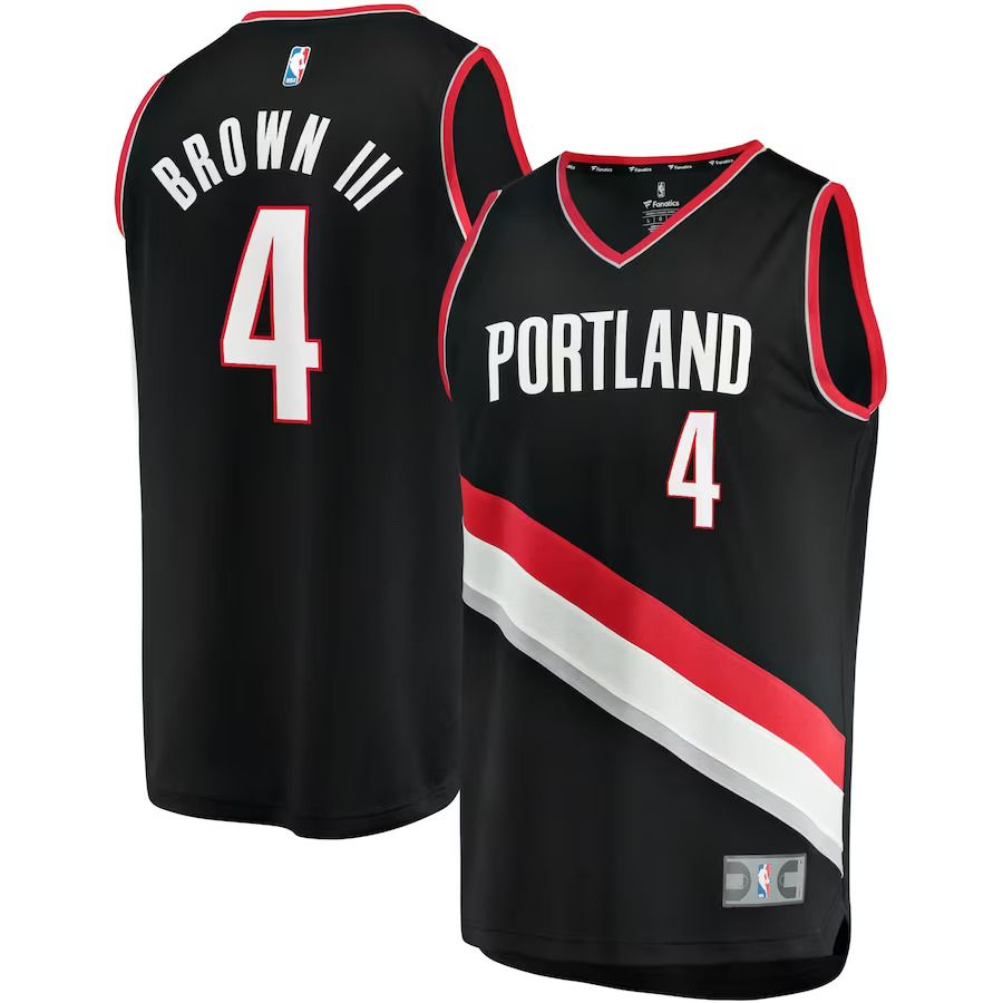 Men Portland Trail Blazers #4 Greg Brown III Fanatics Branded Black Icon EditionFast Break Replica NBA Jersey